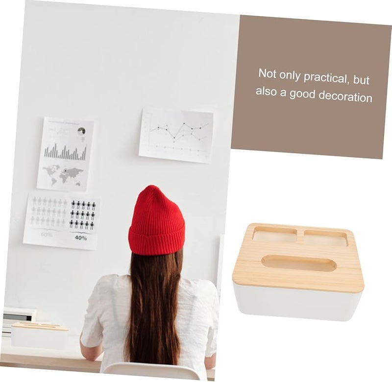 صندوق تخزين المناديل الأبيض متعدد الوظائف - حاوية مناديل عالية الجودة للمنزل والمكتب والسيارة - Image 4